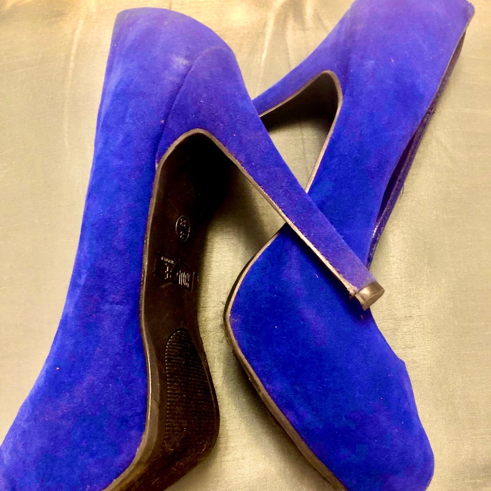 Royal Blue covered platform heels